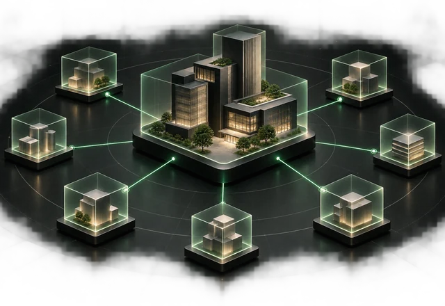 Ilustración editorial de acciones y capital privado tokenizados